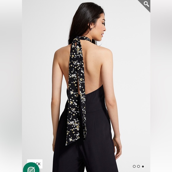 NEW Scotch & Soda Mini Flowers Halter Black Jumpsuit - Picture 1 of 3